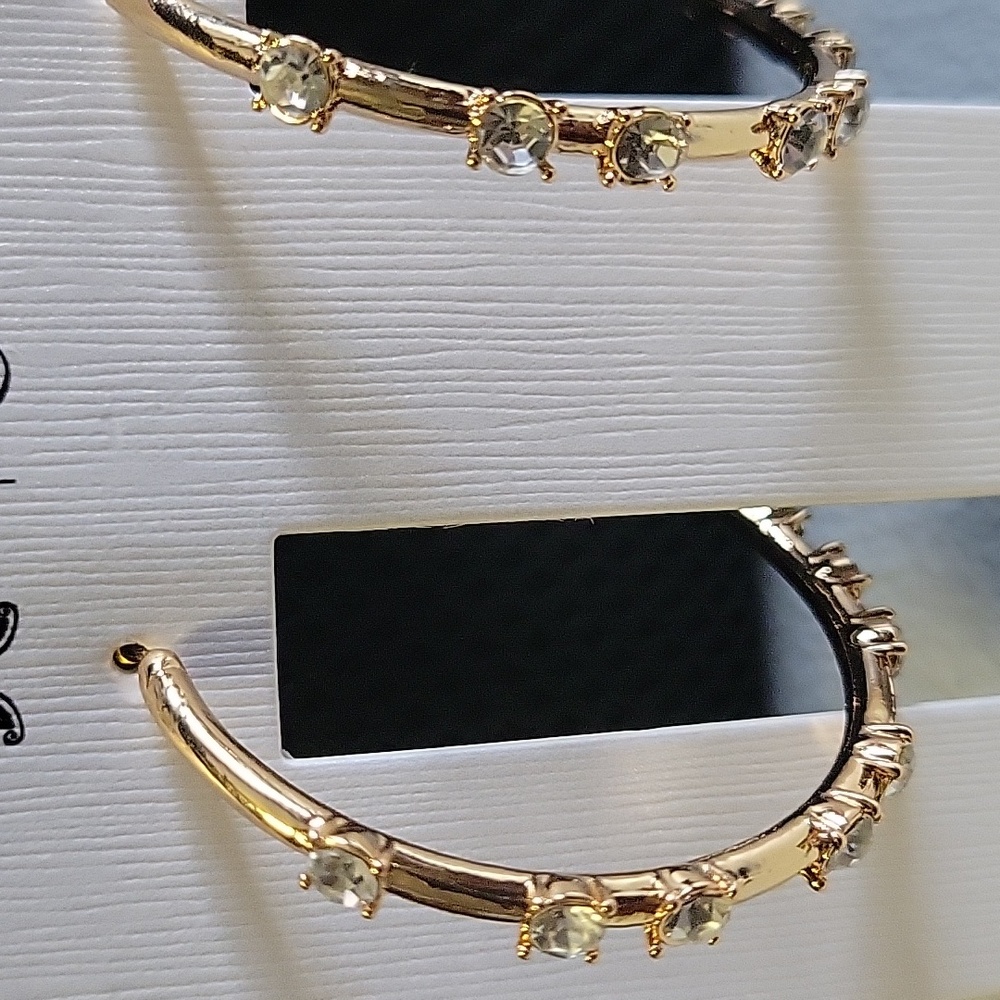 Jessica Simpson Gold Hoop Earrings - Picture 2 of 3